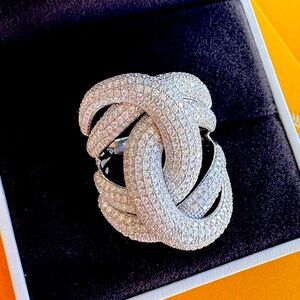 Big Sterling Silver Moissanite Statement Ring